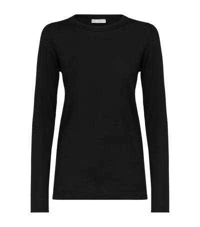 Brunello Cucinelli Cashmere-silk Sweater In Black