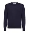 Brunello Cucinelli Wool Cashmere Crewneck Sweater In Blue