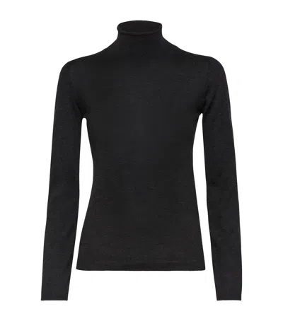 Brunello Cucinelli Cashmere-silk Turtleneck Sweater In Black