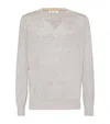 Brunello Cucinelli Cashmere-silk V-neck Sweater In Grey