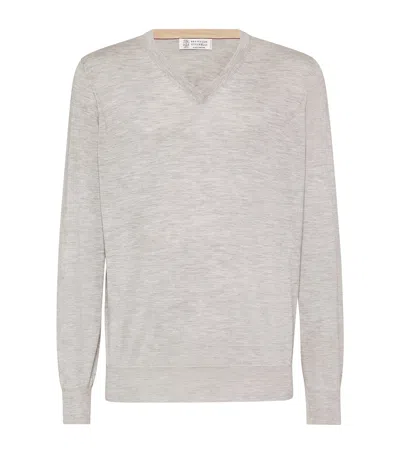 BRUNELLO CUCINELLI CASHMERE-SILK V-NECK SWEATER