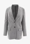 Brunello Cucinelli Cashmere Jersey Deconstructed Blazer With Monili Jackets Grey In Gray