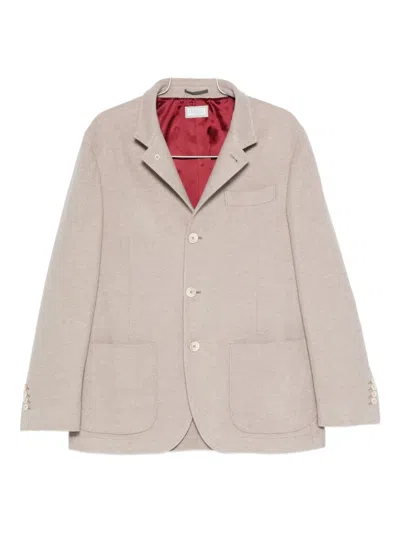 Brunello Cucinelli Cashmere Single-breasted Blazer In Neutral