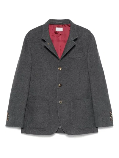 Brunello Cucinelli Cashmere Single-breasted Jacket In Gray