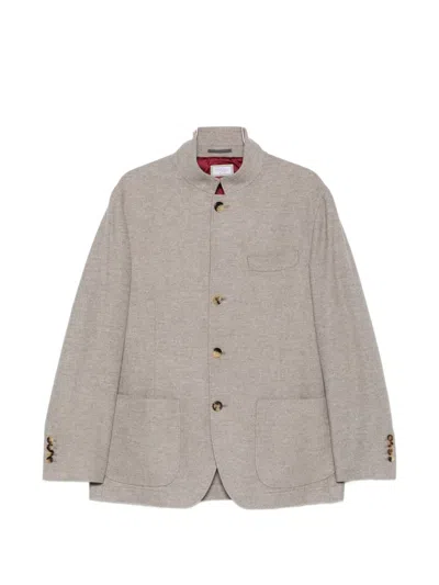 Brunello Cucinelli Cashmere Single-breasted Blazer In Gray