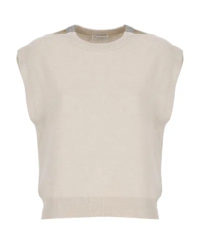 Brunello Cucinelli Cashmere Sleeveless Sweater In Nude