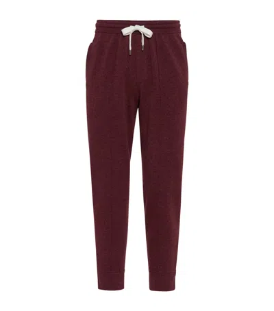 Brunello Cucinelli Cashmere Slim Sweatpants In Burgundy