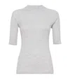 Brunello Cucinelli Cashmere Sparkling Short-sleeve Sweater In Gray