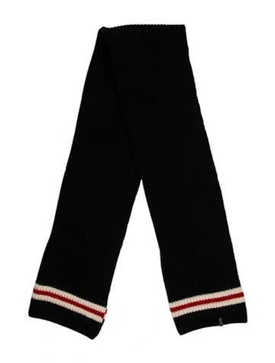 Pre-owned Brunello Cucinelli Cashmere Striped Scarf In Black