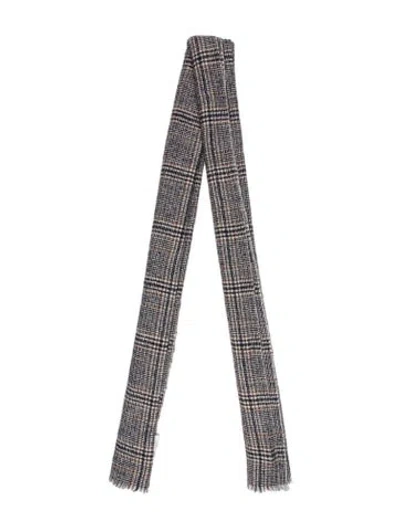 Pre-owned Brunello Cucinelli Cashmere Striped Scarf In Blue