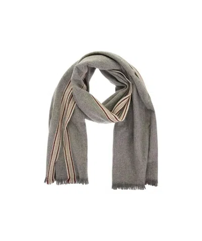 Brunello Cucinelli Cashmere Striped Scarf In Gray