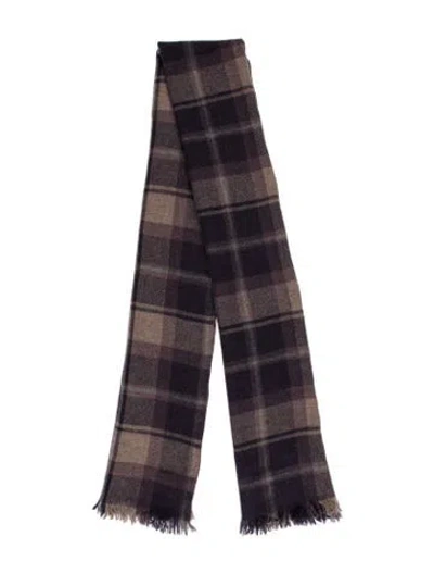 Pre-owned Brunello Cucinelli Cashmere Striped Scarf In Purple