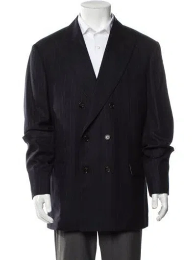 Pre-owned Brunello Cucinelli Cashmere Striped Sport Coat In Blue