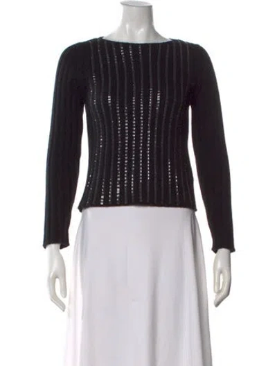 Pre-owned Brunello Cucinelli Cashmere Striped Sweater In Black