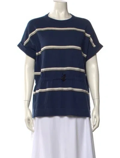 Pre-owned Brunello Cucinelli Cashmere Striped Sweater In Blue