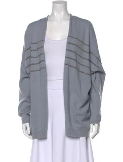 Pre-owned Brunello Cucinelli Cashmere Striped Sweater In Blue