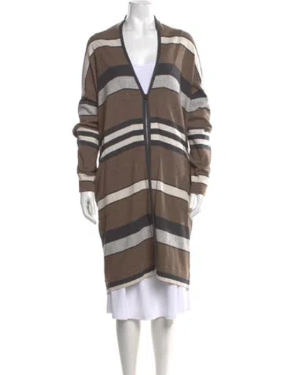 Pre-owned Brunello Cucinelli Cashmere Striped Sweater In Brown