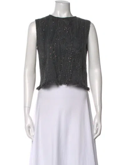 Pre-owned Brunello Cucinelli Cashmere Striped Sweater In Gray