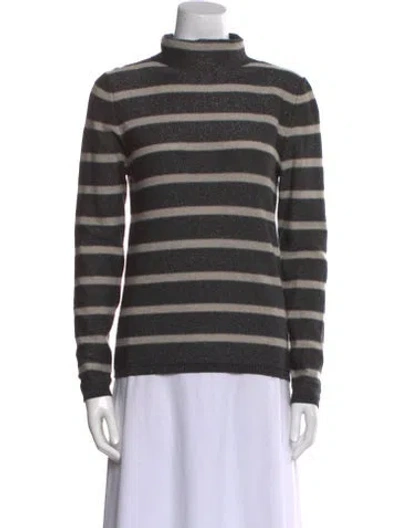 Pre-owned Brunello Cucinelli Cashmere Striped Sweater In Gray