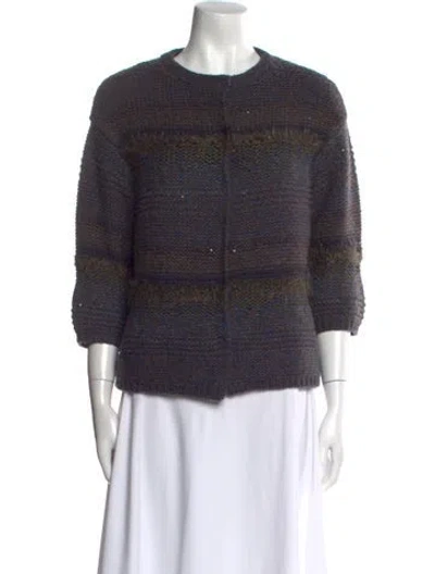 Pre-owned Brunello Cucinelli Cashmere Striped Sweater In Gray
