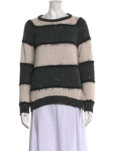 Pre-owned Brunello Cucinelli Cashmere Striped Sweater In Gray