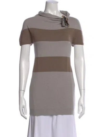 Pre-owned Brunello Cucinelli Cashmere Striped Sweater In Gray