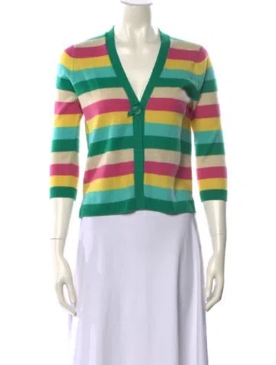 Pre-owned Brunello Cucinelli Cashmere Striped Sweater In Green