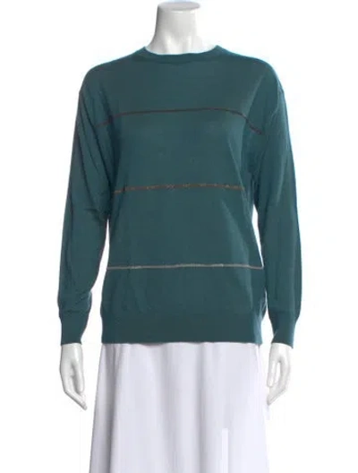 Pre-owned Brunello Cucinelli Cashmere Striped Sweater In Green