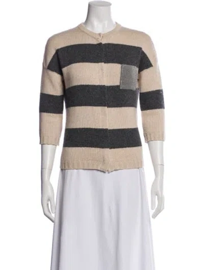 Pre-owned Brunello Cucinelli Cashmere Striped Sweater In Neutral
