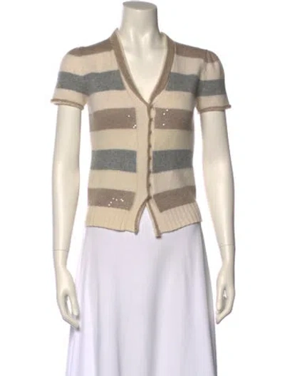 Pre-owned Brunello Cucinelli Cashmere Striped Sweater In Neutral