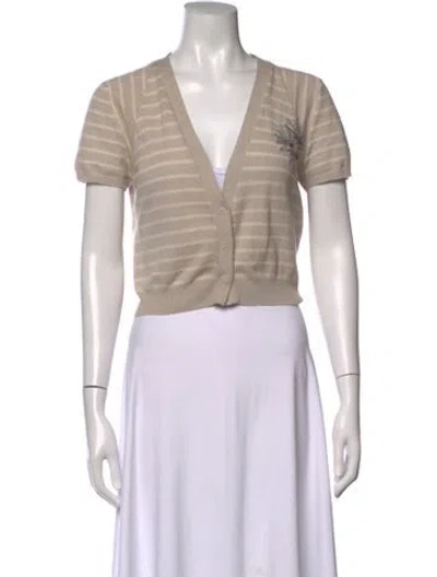Pre-owned Brunello Cucinelli Cashmere Striped Sweater In Neutrals