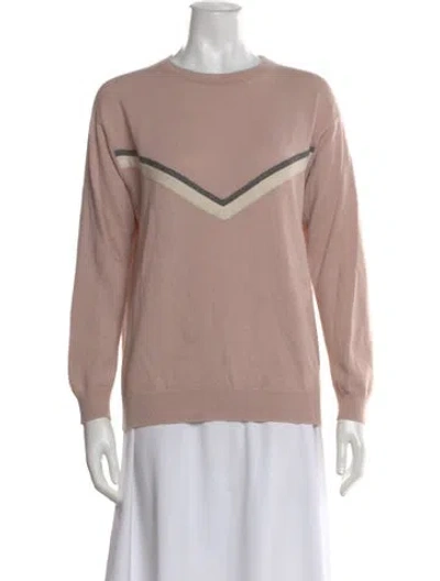 Pre-owned Brunello Cucinelli Cashmere Striped Sweater In Pink