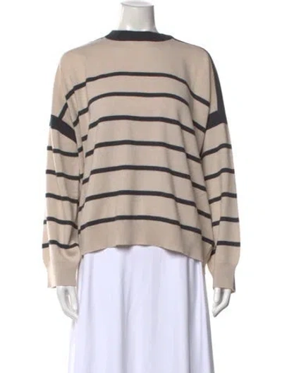 Pre-owned Brunello Cucinelli Cashmere Striped Sweater W/ Tags In Neutral
