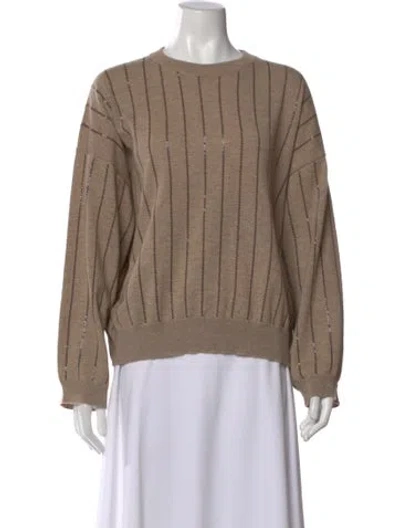 Pre-owned Brunello Cucinelli Cashmere Striped Sweater W/ Tags In Neutral