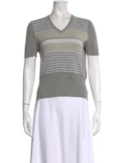 Pre-owned Brunello Cucinelli Cashmere Striped Top In Gray