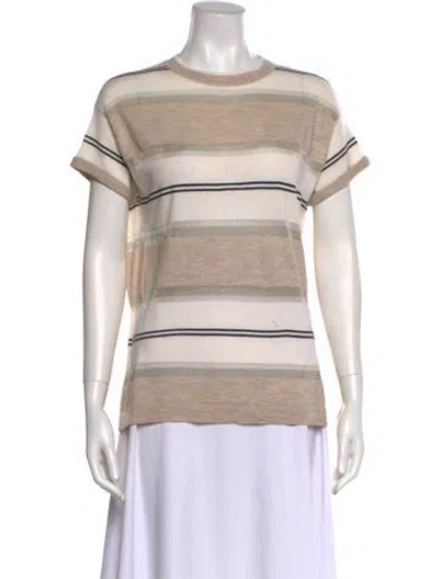Pre-owned Brunello Cucinelli Cashmere Striped T-shirt In Neutral