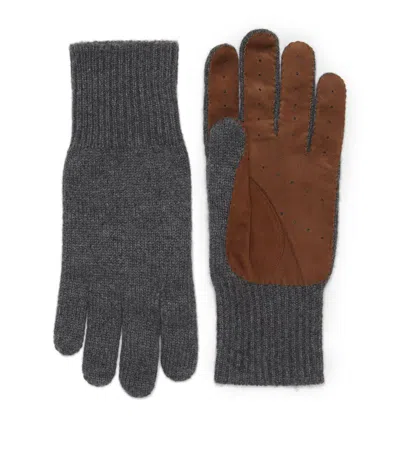 Brunello Cucinelli Cashmere Gloves In Grey