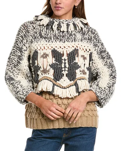 Brunello Cucinelli Fringed Chunky-knit Cashmere Jumper In Gray