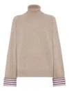 Brunello Cucinelli Turtleneck Sweater With Monili In Brown