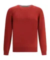 Brunello Cucinelli Cashmere And Silk Crew-neck Sweater In Red