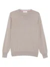 Brunello Cucinelli Cashmere Crew Neck Sweater With Contrasting Edge In Gray