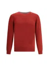 Brunello Cucinelli Cashmere And Silk Crew-neck Sweater In Red