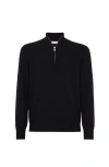 Brunello Cucinelli Cashmere Half-zip Sweater In Black