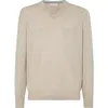 Brunello Cucinelli Cashmere V-neck Sweater In Neutral