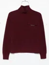 Brunello Cucinelli Cashmere Turtleneck Sweater Chest Pocket In Burgundy