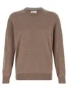 Brunello Cucinelli Cashmere Crew Neck Sweater With Ribbed Cuffs And Hem In Brown