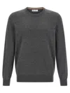 Brunello Cucinelli Cashmere Crew Neck Sweater With Ribbed Cuffs And Hem In Gray