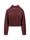 Brunello Cucinelli Cashmere Cropped High-neck Sweater In Red