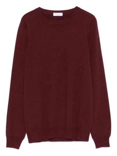 Brunello Cucinelli Cashmere Sweater In Burgundy