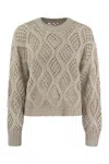 Brunello Cucinelli Knitted Cashmere Sweater In Beige